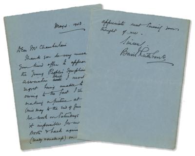 Lot #896 Basil Rathbone Autograph Letter Signed - Image 1