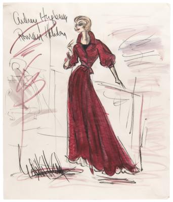 Lot #775 Edith Head Signed Original Costume Sketch