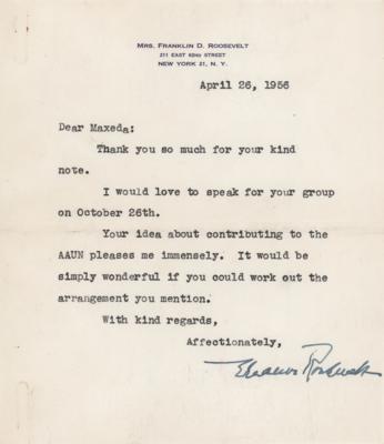 Lot #109 Eleanor Roosevelt Typed Letter Signed - Image 1