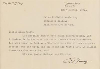 Lot #206 Carl Jung War-Dated Typed Letter Signed to His Leading German Pupil - Image 2