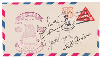 Lot #392 Apollo 13 Crew-Signed Recovery Cover -