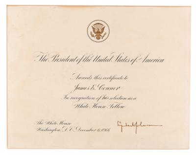 Lot #82 Lyndon B. Johnson Document Signed as President, Recognizing a White House Fellow - Image 1