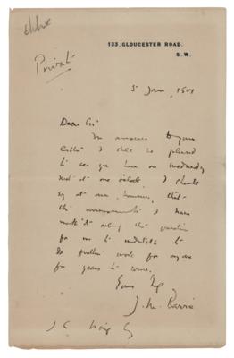 Lot #583 James M. Barrie Autograph Letter Signed - Image 1