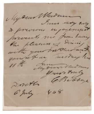 Lot #230 Charles Babbage Autograph Letter Signed