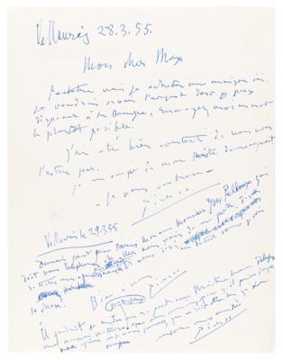 Lot #509 Pablo Picasso Thrice-Signed Autograph Letter to His Financial Advisor - Image 1