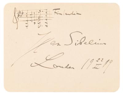 Lot #632 Jean Sibelius Autograph Musical Quotation Signed from 'Finlandia' - Image 1