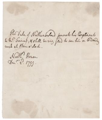 Lot #358 American Revolution: Hugh Percy Third-Person Autograph Letter Signed - Image 1