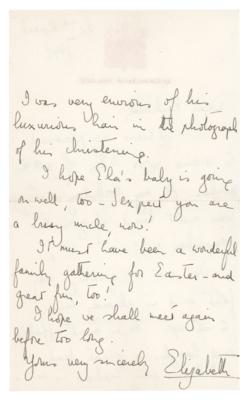 Lot #168 Queen Elizabeth II Autograph Letter Signed on Baby Charles - "He is most affable and laughs a great deal" - Image 2