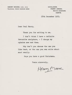 Lot #523 Henry Moore Typed Letter Signed - Image 1