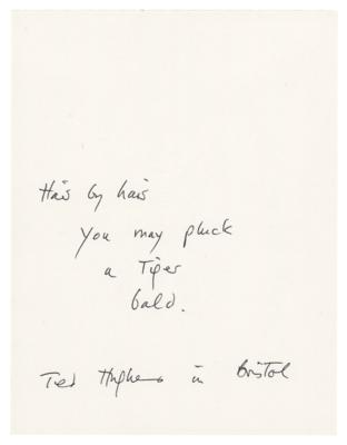 Lot #607 Ted Hughes Autograph Quote Signed - Image 1