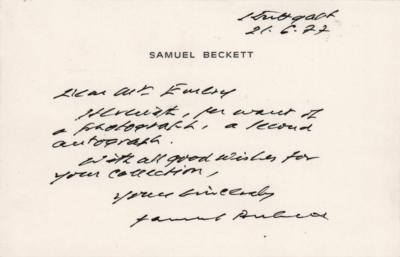 Lot #584 Samuel Beckett Autograph Letter Signed