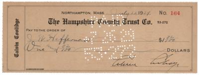 Lot #57 Calvin Coolidge Signed Check - Image 1