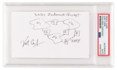 Lot #245 Vint Cerf Signed Sketch - Basic Internet