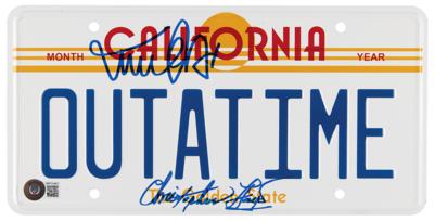 Lot #791 Back to the Future: Michael J. Fox and Christopher Lloyd Signed License Plate - Image 1