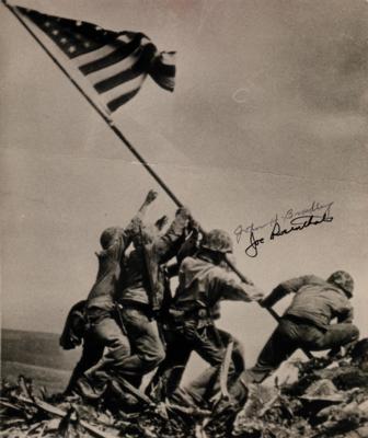 Lot #351 Iwo Jima: Rosenthal and Bradley Signed Photograph - Image 1