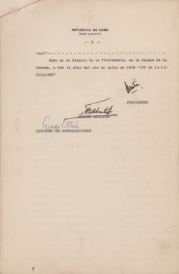 Lot #243 Fidel Castro Document Signed - Image 1