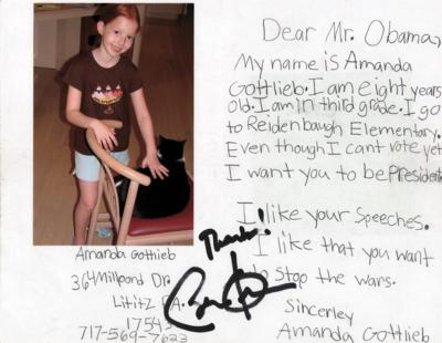 Lot #102 Barack Obama Signature on an 8-Year Old's Fan Letter - Image 1