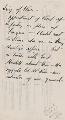 Lot #113 Franklin D. Roosevelt Handwritten Note to the Secretary of War - Image 1