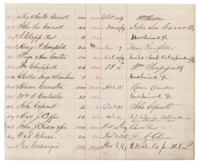 Lot #188 Cornelius Vanderbilt Signed Ledger Page - Image 3