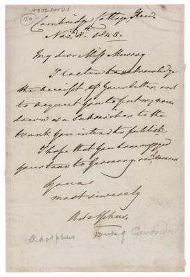 Lot #290 King George III Children (3) Autograph Letters Signed: Princess Augusta Sophia and Princes Adolphus and Augustus Frederick - Image 5