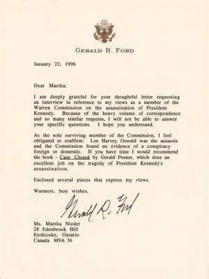 Lot #67 Gerald Ford Typed Letter Signed on the Assassination of President John F. Kennedy - Image 1