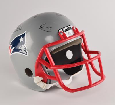 Lot #952 Tom Brady and Randy Moss Signed New England Patriots Replica Football Helmet - Image 1