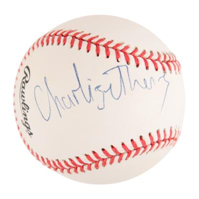 Lot #925 Charlize Theron Signed Baseball - Image 1