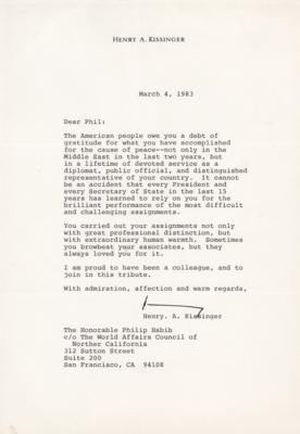 Lot #291 Henry Kissinger Typed Letter Signed to Philip C. Habib - Image 1