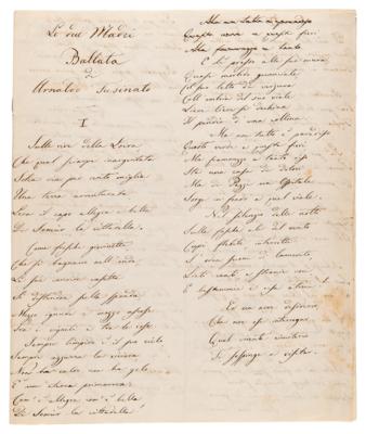 Lot #571 Unification of Italy Letter and Poem Collection from Patriots Arnaldo Fusinato, Giuseppe Mazzini, Cesare Battisti, and Others - Image 4