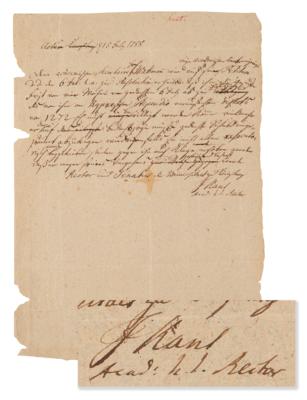 Lot #207 Immanuel Kant Rare Autograph Document