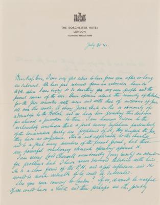 Lot #158 Chaim Weizmann War-Dated Autograph Letter Signed to Max Born: “A strong Jewish State in P’ne is obviously of advantage to the British" - Image 2