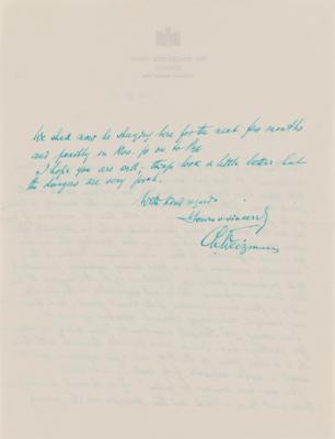 Lot #158 Chaim Weizmann War-Dated Autograph Letter Signed to Max Born: “A strong Jewish State in P’ne is obviously of advantage to the British" - Image 3