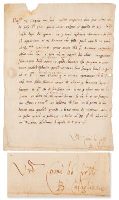 Lot #563 Baldassare Castiglione War-Dated Letter