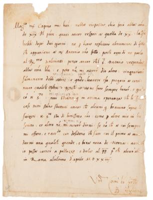 Lot #563 Baldassare Castiglione War-Dated Letter Signed (1524) - Image 2