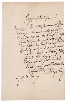 Lot #664 Giacomo Meyerbeer Autograph Letter Signed - Image 1