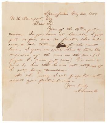 Lot #11 Abraham Lincoln Autograph Letter Signed as an Attorney in Springfield, Illinois - Image 2