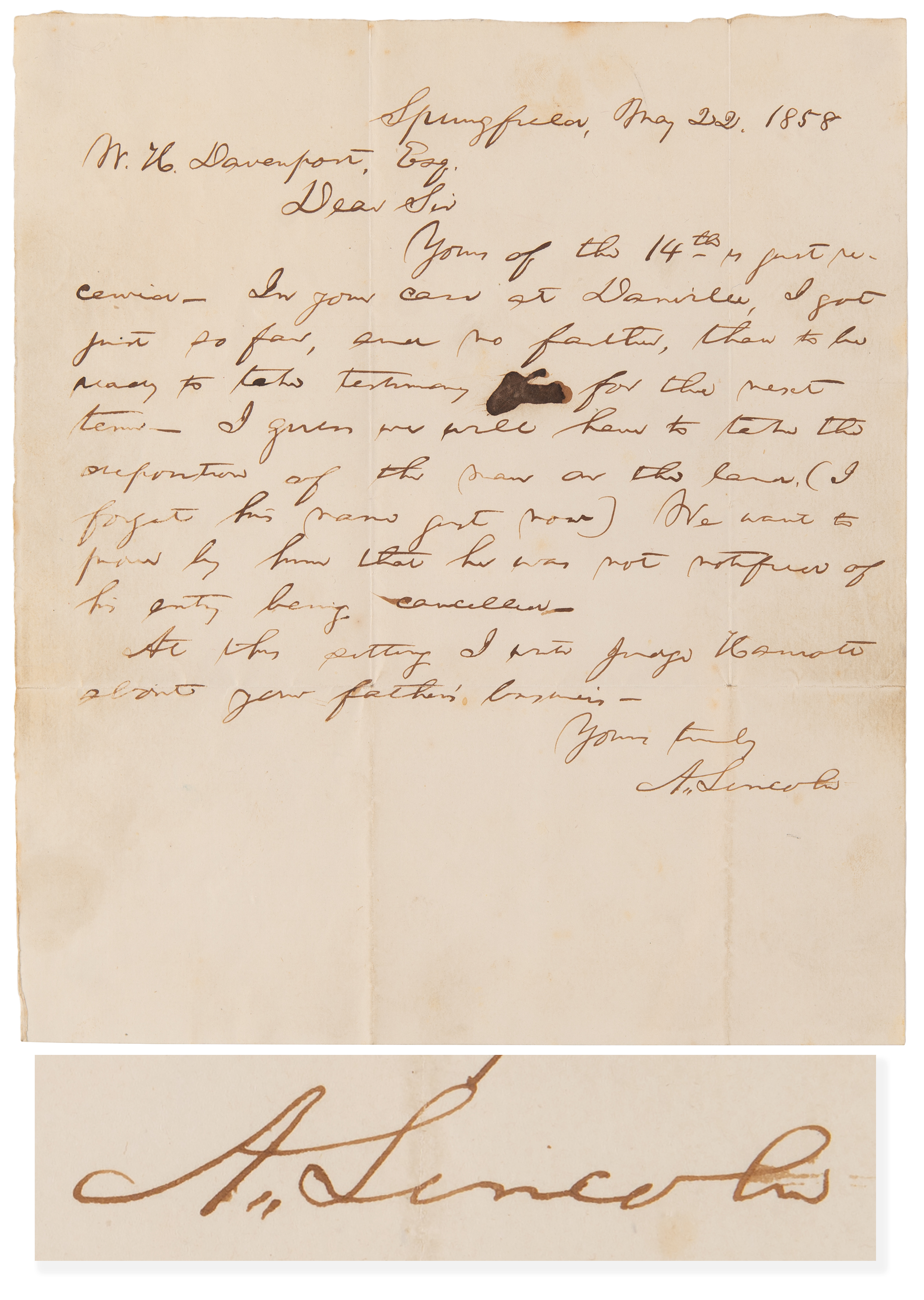 Lot #11 Abraham Lincoln Autograph Letter Signed as an Attorney in Springfield, Illinois - Image 1