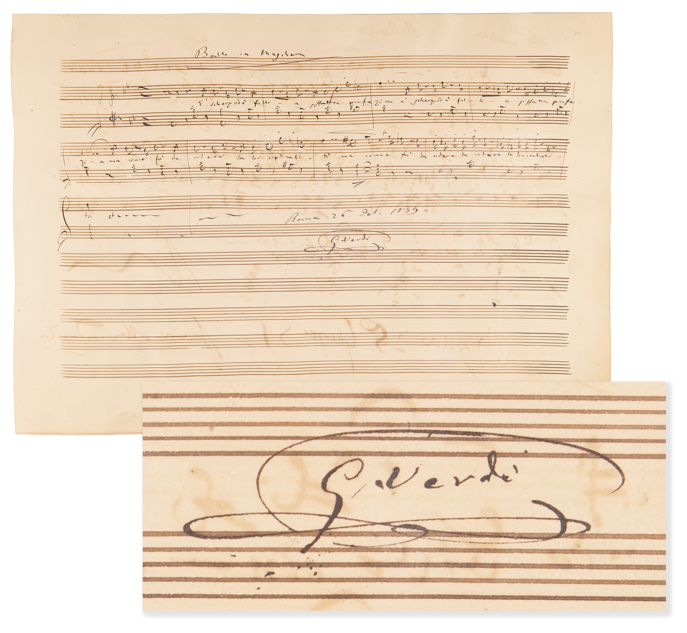 Lot #628 Giuseppe Verdi Autograph Musical