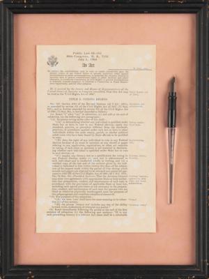 Lot #23 Lyndon B. Johnson Civil Rights Act Signing Pen - Presented to an Influential Michigan Congressman - Image 1