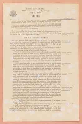 Lot #23 Lyndon B. Johnson Civil Rights Act Signing Pen - Presented to an Influential Michigan Congressman - Image 3