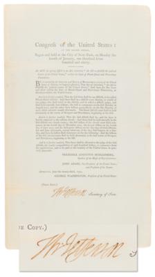 Lot #3 Thomas Jefferson Document Signed as Secretary of State - Act of Congress Organizing Rhode Island's US District Court - Image 1