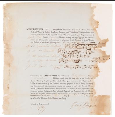 Lot #626 Frederic Chopin (2) Documents Signed, Selling Copyright to Five Famous Piano Compositions - Including Polonaise in A-flat major, Ballade No. 4, and Nocturnes - Image 2