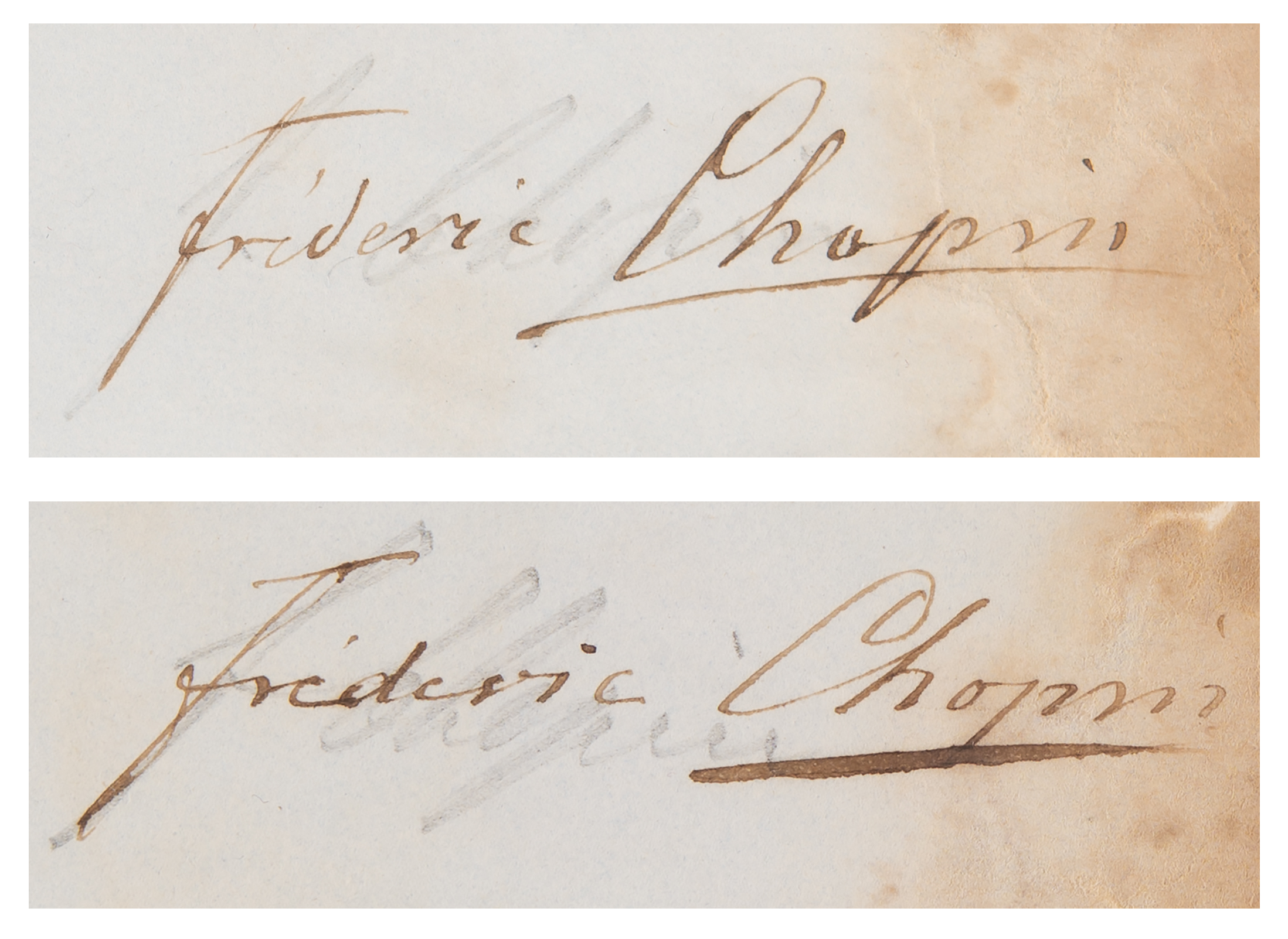 Lot #626 Frederic Chopin (2) Documents Signed, Selling Copyright to Five Famous Piano Compositions - Including Polonaise in A-flat major, Ballade No. 4, and Nocturnes - Image 1