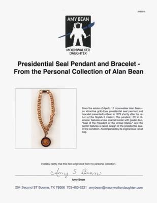 Lot #6228 Presidential Seal Pendant and Bracelet - From the Personal Collection of Alan Bean - Image 3