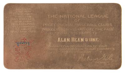 Lot #6223 National League of Professional Baseball Clubs Lifetime Pass - From the Personal Collection of Alan Bean - Image 1