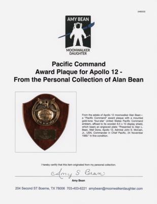 Lot #6226 Pacific Command Award Plaque for Apollo 12 - From the Personal Collection of Alan Bean - Image 2