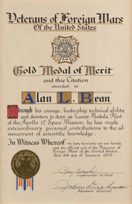 Lot #6212 Gold Medal of Merit and Citation (Veterans of Foreign Wars of the United States) - From the Personal Collection of Alan Bean - Image 3