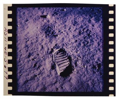 Lot #6138 Apollo 11 Original Hand-Numbered Color Film Positive of Buzz Aldrin's Famous Lunar Bootprint (AS11-40-5877) - Image 1