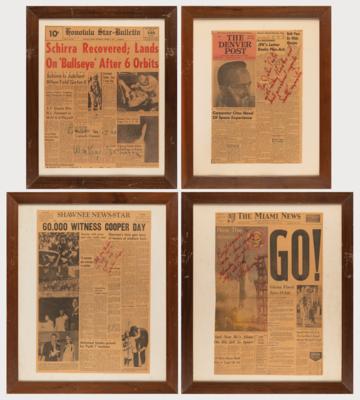 Lot #6023 Mercury Astronauts (4) Signed Newspaper