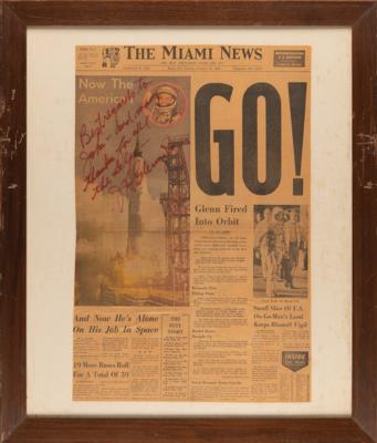 Lot #6023 Mercury Astronauts (4) Signed Newspaper Front Pages - Glenn, Cooper, Schirra, and Carpenter - Image 4